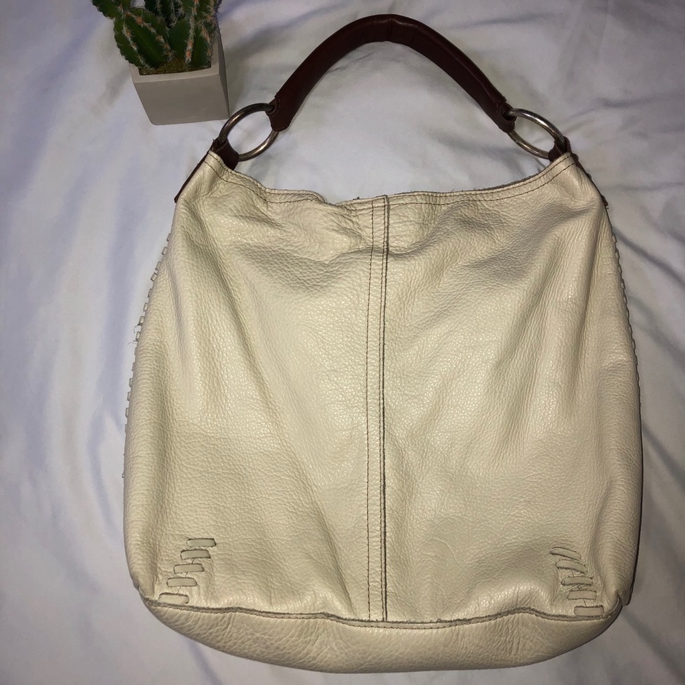Lucky brand cream brown leather purse satchel bag